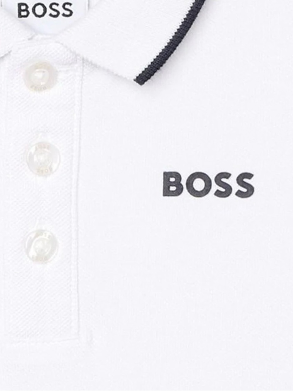 Boss White Polo Shirt with Black Trim - Picture 3 of 7